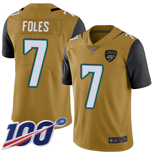 Jacksonville Jaguars 7 Nick Foles Gold Youth Stitched NFL Limited Rush 100th Season Jersey